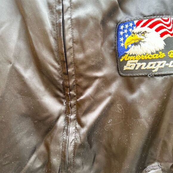 Vintage Snap-On Swingster Men's Bomber Jacket L Black Embroidered Zip-Up - Picture 3 of 11